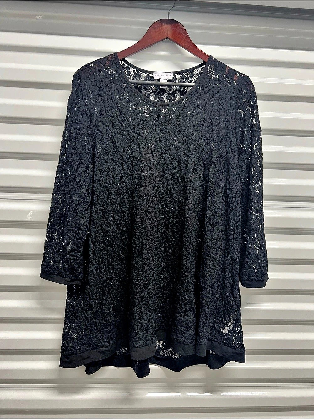 Susan Graver Black Lace Tunic Size XL Like New